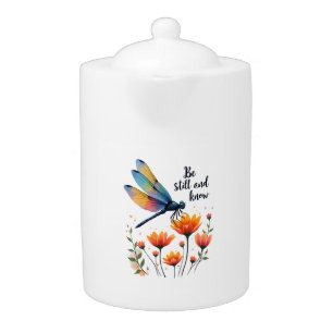 Be still and know Floral Dragonfly Christian Summe Teapot
