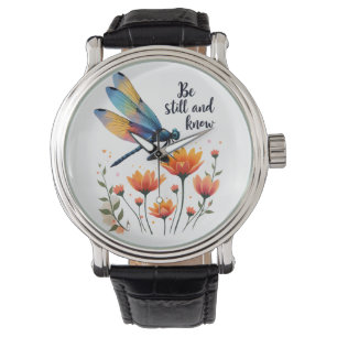 Be still and know Floral Dragonfly Christian Summe Watch