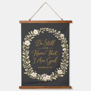 Be Still And Know Floral Wreath Botanical Faith Hanging Tapestry