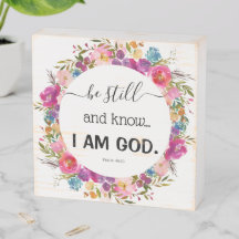 Be Still and Know I Am God Bible Pink Floral Woode