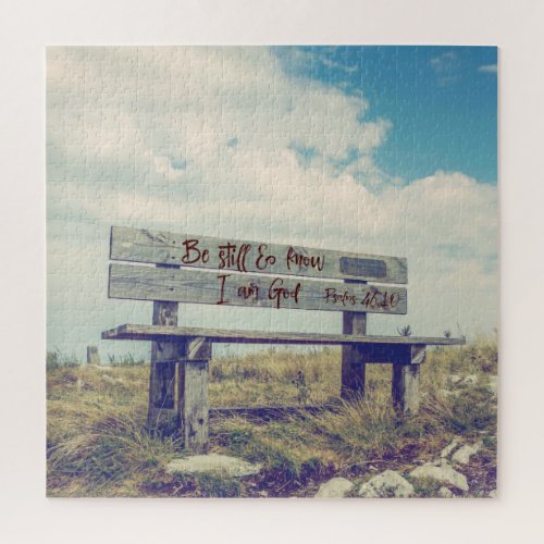 Be still and know I am God Bible Verse Bench  Jigsaw Puzzle