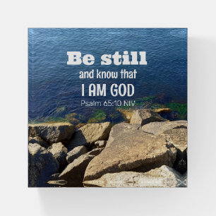 Be Still and Know I Am God Calm Blue Ocean Photo Paperweight