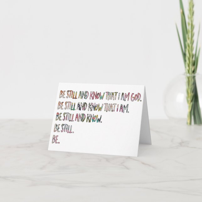 Be Still and Know, Inspirational, Bible Verse Card (Front)