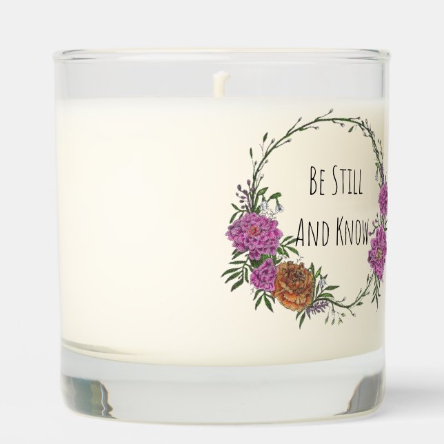 Be Still and Know Peony Scented Candle (Front)