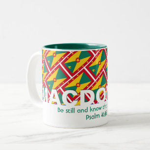 BE STILL AND KNOW Personalized GRENADA FLAG Two-Tone Coffee Mug