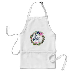 Be Still And Know Pink Floral Bible Verse Adult Apron