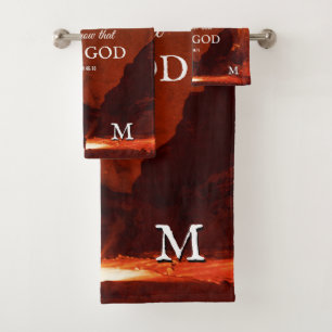 BE STILL AND KNOW Psalm 46:10 Christian Monogram Bath Towel Set