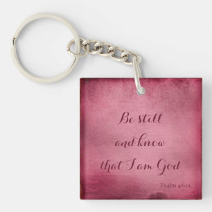 Be still and know purple parchment keychain