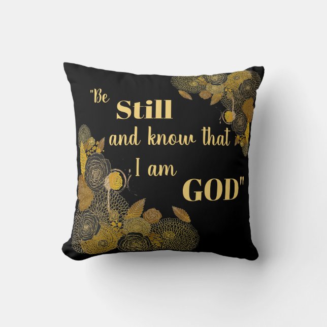 Be Still and Know Scripture Verse Throw Pillow (Front)