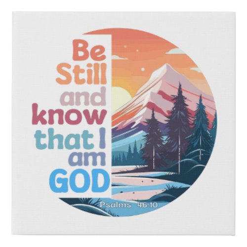 Be still and know that I am God Bible Verse Faux Canvas Print