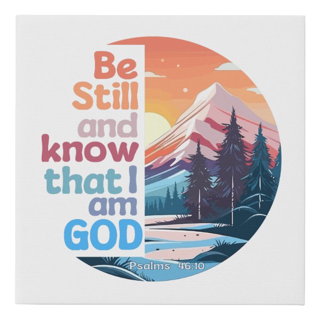 Be still and know that I am God Bible Verse Faux Canvas Print (Front)