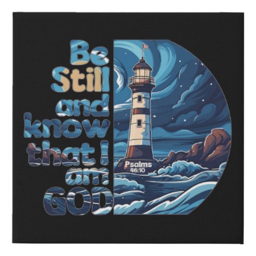 Be still and know that I am God Bible Verse Faux Canvas Print