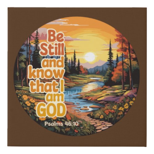 Be still and know that I am God Bible Verse Faux Canvas Print