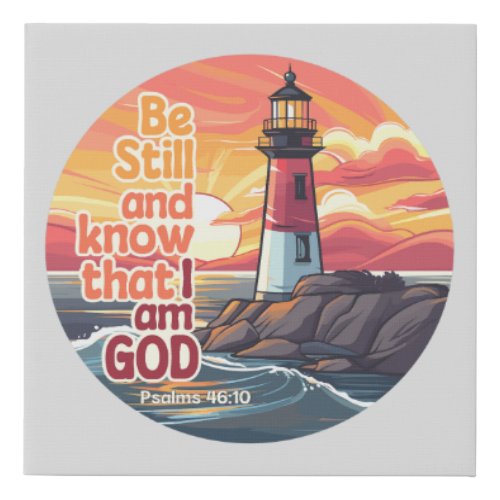 Be still and know that I am God Bible Verse Faux Canvas Print