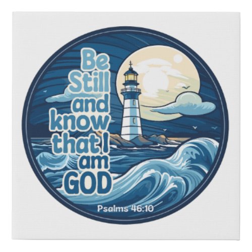 Be still and know that I am God Bible Verse Faux Canvas Print