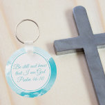 Be Still and Know That I am God Bible Verse Keychain<br><div class="desc">Beautiful heavenly clouds surround this lovely Bible verse. Be still and know that I am God. Psalm 46:10. This Christian quote always brings me peace and calm. Share this gift of serenity and Christianity with fellow church members and religious friends.</div>