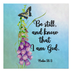 Be still, and know that I am God. Psalm 56:3 Poster