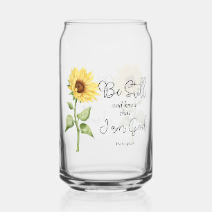 Be Still and Know that I am God Sunflower Can Glass