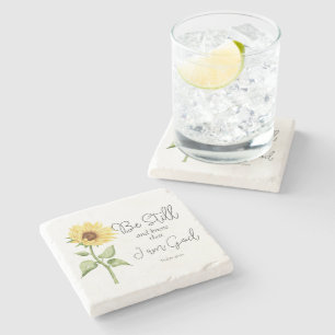 Be Still and Know that I am God Sunflower Stone Coaster