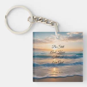 "Be Still And Know That I Am God" Sunrise Keychain