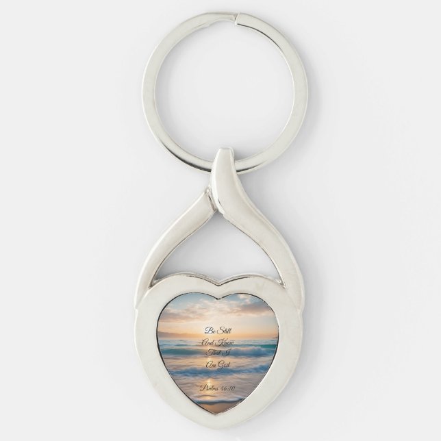 "Be Still And Know That I Am God" Sunrise Keychain (Front)