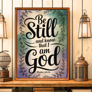Be Still and Know That I Am God Vintage Christian Poster