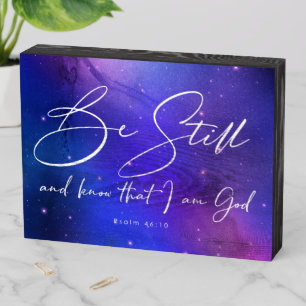 Be Still and Know Watercolor Bible Verse Christian Wooden Box Sign