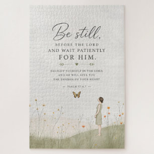 Be Still and Wait Patiently Psalm 37 Christian Jigsaw Puzzle