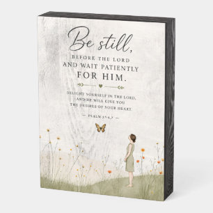 Be Still and Wait Patiently Psalm 37 Christian Wooden Box Sign
