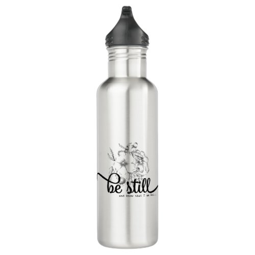 Be Still Bible Quote and Name Stainless Steel Water Bottle