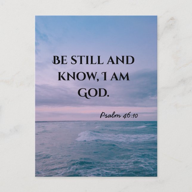 Be still Bible verse christian typography postcard (Front)
