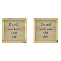 Be Still Bible Verse Gold Cufflinks