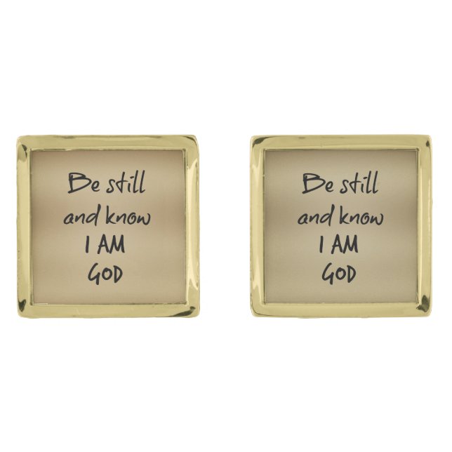 Be Still Bible Verse Gold Cufflinks (Front)