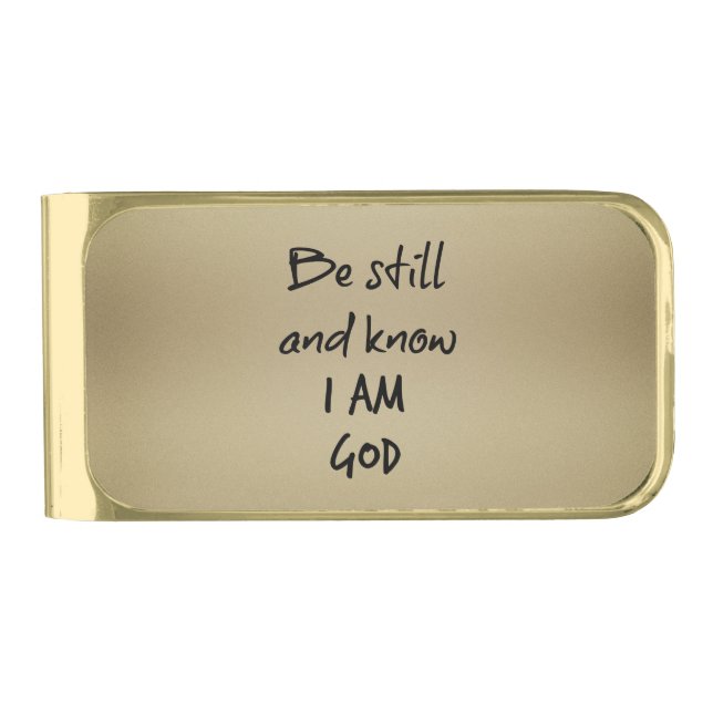 Be Still Bible Verse Gold Finish Money Clip (Front)