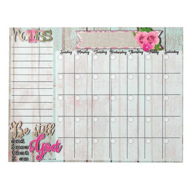Be Still Desk Calendar Notepad (Front)