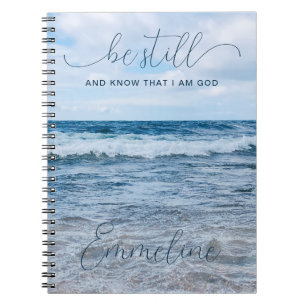 Be Still Inspiring Blue Spiral Photo Notebook