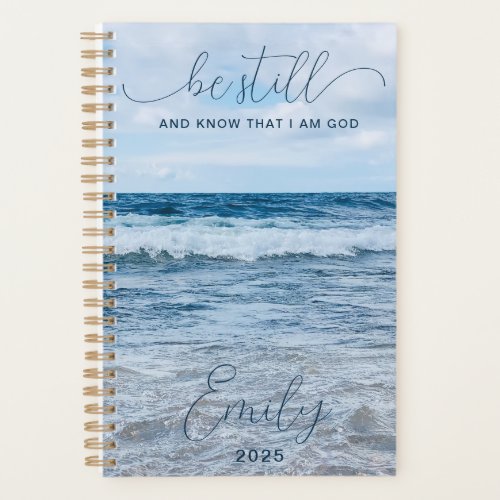 Be Still Inspiring Quote Blue Waves Photo Planner