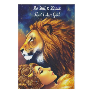 Be Still Know I Am God Psalms 46 Gold Lion Woman Faux Canvas Print