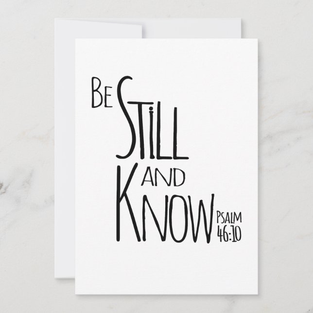 Be Still Now Vintatge Christian Inspirational Typo Invitation (Front)