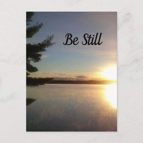 Be Still Peaceful Quote Sunset Lake Postcard