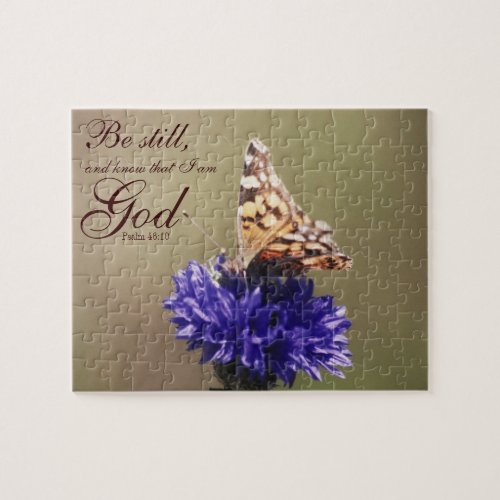 Be Still Psalm 4610 Butterfly Flower Jigsaw Puzzle