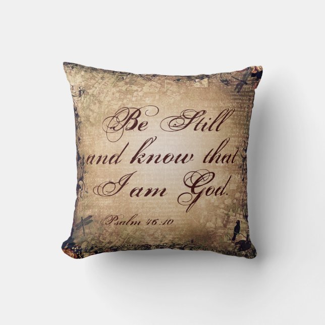 Be Still Psalm 46:10 Christian Throw Pillow (Front)
