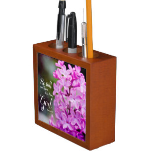 Be Still Psalm 46:10 Purple Lilac Flowers Desk Organizer