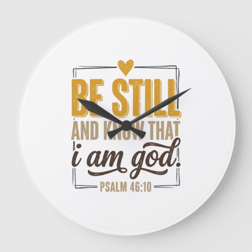 Be Still Psalm 46_10 Vintage Christian Shirt Desig Large Clock