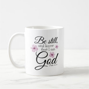 Be Still Psalm 46:10 Watercolor Purple Flowers Coffee Mug