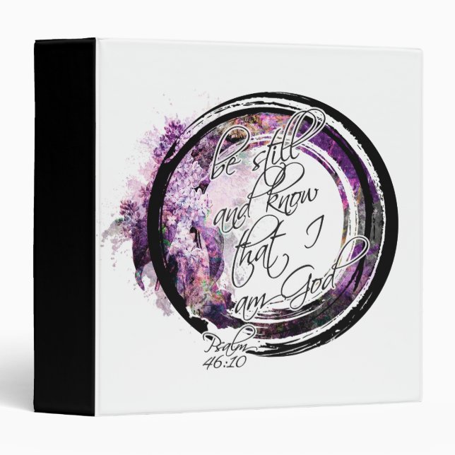 Be Still Scripture Lavender Floral Wreath Binder (Front/Spine)