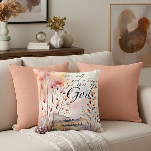 Be still watercolor nature scene throw pillow