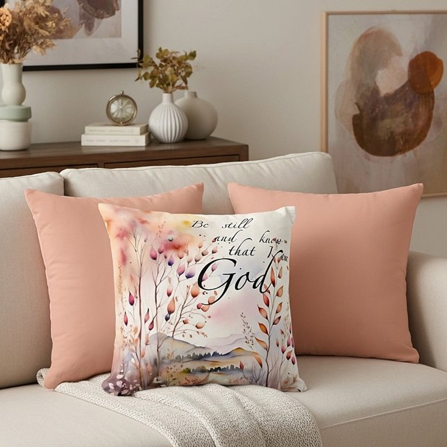 Be still watercolor nature scene throw pillow (Creator Uploaded)