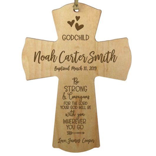 Be Strong And Courageous 4" X 6" Maple Ornament (Front)