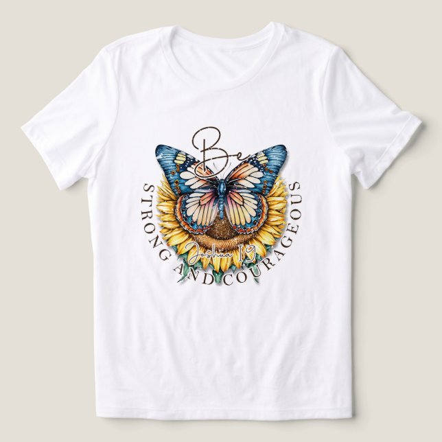 Be strong and courageous bible quote Tri-Blend shirt (Design Front)